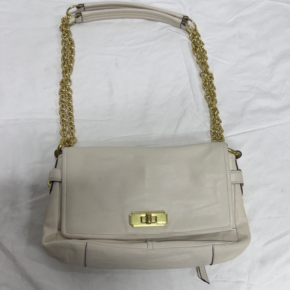 Coach Cream Shoulder Bag with Gold Chain